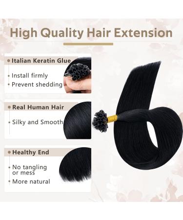 Benehair Nail Tip Hair Extensions 100% Real Human U Tip Hair Extensions 14Inches 50 Strands 1g/Strand#01 Jet Black 14Inches Jet Black - Buy Online on GoSupps.com