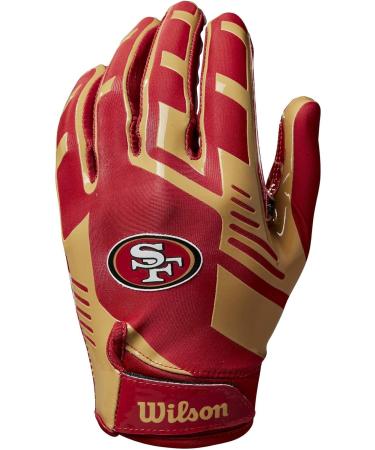 Shop Wilson NFL Team Super Grip Gloves for Youth - San Francisco One Size Silicone/Stretch Lycra - Buy Online on GoSupps.com