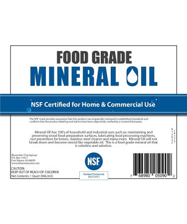 1 Quart Premium Food Grade Mineral Oil for Butcher Block & Cutting Board - 32oz - USP Grade - Buy Online on GoSupps.com
