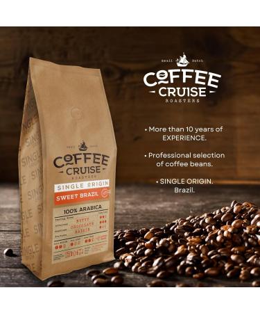 COFFEE CRUISE Sweet Brazil Brazilian Coffee Beans 1 kg - Medium Roast - Cocoa and Chocolate Flavor - For all Coffee Machines - 100% Arabica - Buy Online on GoSupps.com