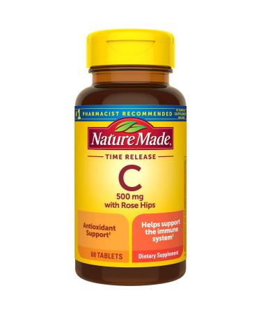 Nature Made Vitamin C 500 mg with Rose Hips Dietary Supplement for Immune Support 60 Time Release Tablets 60 Day Supply