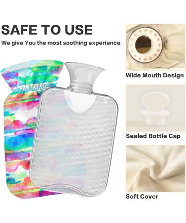 NAANLE Hot Water Bottle with Watercolor Strips | 1L Thermal Relief | Handheld Warmers for Pain & Cold Therapy | Convenient Cover & Transparent Bag - Buy Online on GoSupps.com