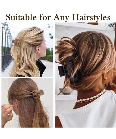 12 Pack Neutral Rectangular and Octopus Hair Clips for Women & Girls - Strong Hold Matte Claw Hair Clips for Thick & Thin Hair - Buy Online on GoSupps.com