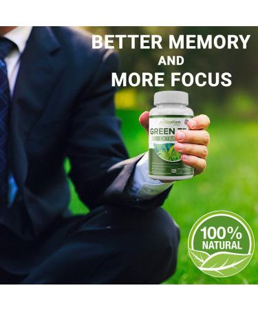 JeaKen Green Tea Capsules - 95% Polyphenol Extract for Healthy Metabolism - Rich in Caffeine & Antioxidants - 120 Vegan Capsules - Buy Online on GoSupps.com