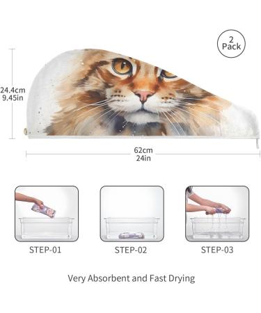 Handsome Cat Hair Towel 2 Pack | Super Absorbent Quick Dry Hair Turbans for Women & Girls - Ideal for Effortless Hair Drying - Buy Online on GoSupps.com