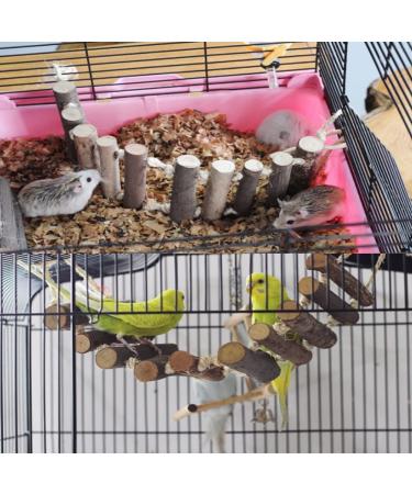 Wooden Bird Hanging Ladder & Rope Swing Bridge - Pet Training Toy for Parrots, Lovebirds, Parakeets, African Greys - Natural Wood & Rope Construction - Buy Online on GoSupps.com