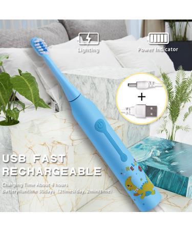 7AM2M Kids Electric Toothbrush with 4 Brush Heads | 3 Modes, IPX7 Waterproof, Smart Timer | Ages 3+ (Blue) - Buy Online on GoSupps.com