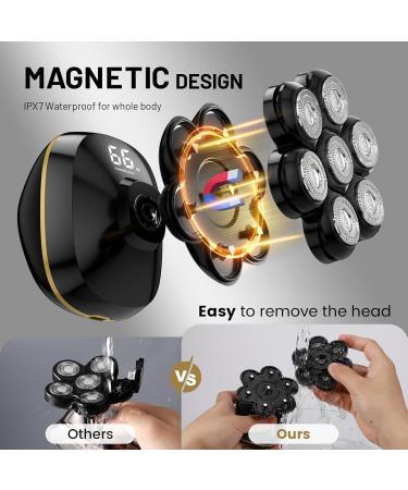 Head Shavers Upgrade 6-in-1 Electric Head Shavers for Bald Men Wet/Dry LED Display Rechargeable 7D Rotary Shaver Grooming Kit with Type-C Charge - Buy Online on GoSupps.com