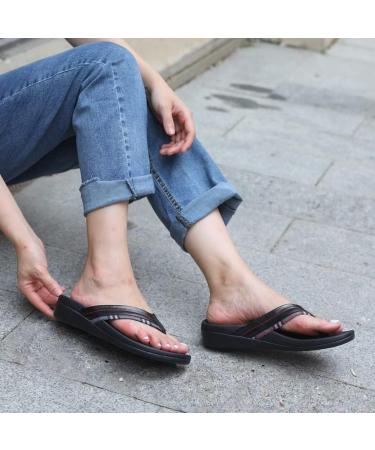 Orthopedic Sandals for Plantar Fasciitis | Arch Support Flip Flops | Non-Slip Lightweight Sandals | Black & Red - Buy Online on GoSupps.com