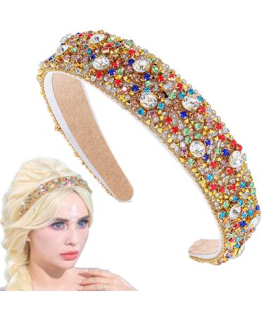 Flayem Rhinestone Headband Sparkly Crystal Headband Paddle Wide Hairband Gorgeous Party Hair Hoop Accessories for Women and Girls (Colorful)