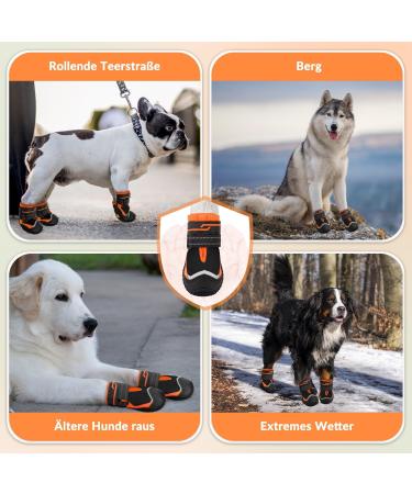 Slowton Waterproof Dog Shoes - Non-Slip Paw Protection for Small & Medium Dogs | 4 Pack Reflective Velcro Fastener Boots - Winter Size 2 (4.5 cm Width) - S-Orange - Buy Online on GoSupps.com
