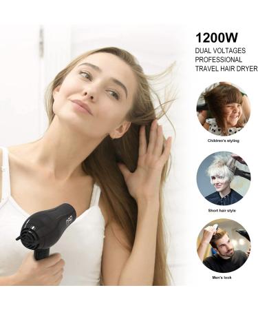 Dan Technology Travel Hair Dryer - Compact & Portable Mini Blow Dryer with Concentrator & Diffuser - Lightweight European Hair Dryer for Fast Drying - Folding Handle for Women and Men - Buy Online on GoSupps.com