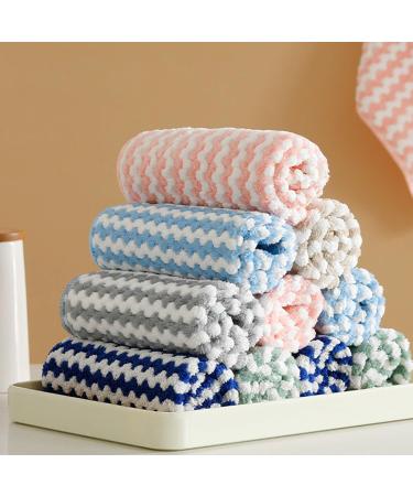 5pcs Super Absorbent Stripes Dish Cloths Reusable Kitchen Towels for Effective Clean Kitchen Bathroom - Buy Online on GoSupps.com