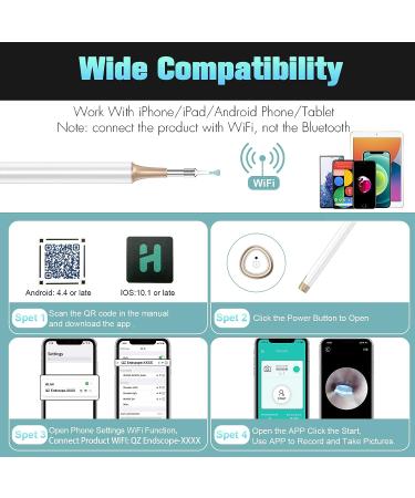 Wireless Ear Otoscope with Camera, Ear Wax Removal Tool, Cleaner & Light - White - Buy Online on GoSupps.com