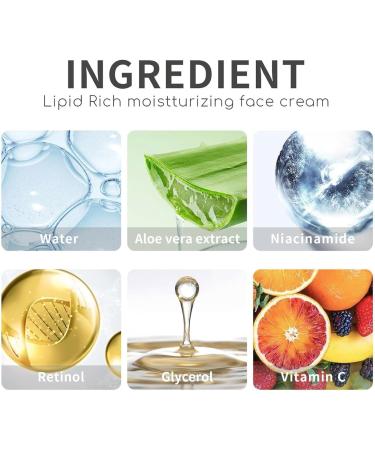 Face Moisturizer Face Cream Skin Care Beauty with Niacinamide & Retinol Removes Acne Redness Fade Dark Spots (100g) - Buy Online on GoSupps.com