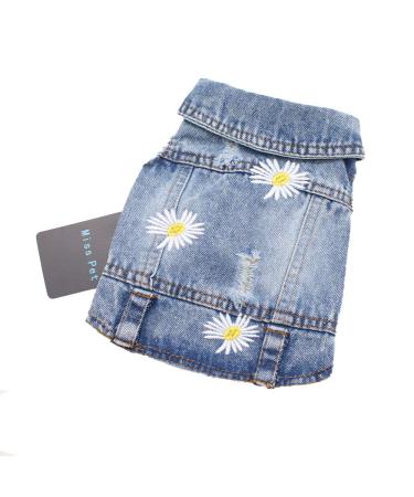 Pet Clothes Denim Dog Costume Summer Cowboy Vest Daisy Shirt Jeans Jacket Puppy Clothing for Chihuahua Yorkies S Sky Blue