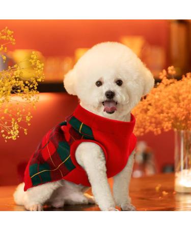 Katzinst Christmas Dog Sweater for Small Dogs | Fleece Sweaters for French Bulldogs Dachshunds Chihuahuas & Yorkies - Festive Red & Green Designs - Buy Online on GoSupps.com