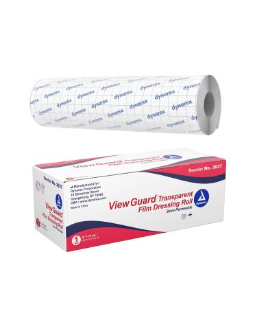 Dynarex View Guard Transparent Film Dressing Roll Non-Sterile Transparent Film Dressing That Protects Minor Wounds and Easily Conforms to Body Contours 8" x 11 yds. 1 Dressing Roll