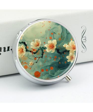 Small Travel Pill Case | Round Metal Pill Box | 3 Compartment Portable Organizer | Mini Pill Holder for Travel - Flower Design - Buy Online on GoSupps.com
