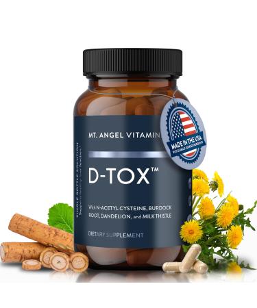 Mt. Angel Vitamins D-Tox - Advanced Liver Cleanse & Detox Repair Supplement Supports Fatty Liver Health & Enzyme Reduction with Milk Thistle NAC and Dandelion Root - 60 Capsules 1 Count (Pack of 60)