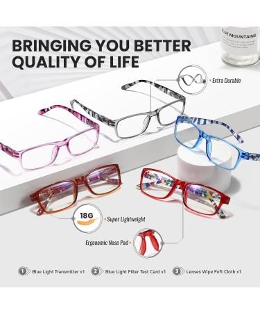 Gaoye 5-Pack Blue Light Blocking Reading Glasses for Men & Women - Anti Glare Lightweight Spring Hinge - Mix Colors (3 3.5 - Buy Online on GoSupps.com