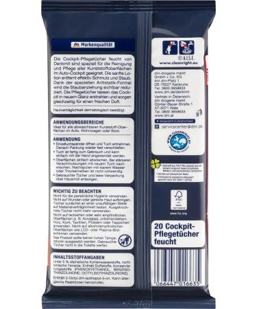 Wet Cleaning Wipes for Car Care 2 packs x 20 pieces - With the special Antistatic Formula - Gentle Cleaning for the entire Cockpit/Denkmit Germany - Buy Online on GoSupps.com