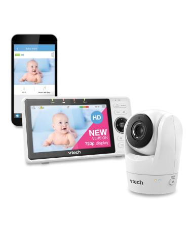 VTech Upgraded Smart WiFi Baby Monitor VM901, 5-inch 720p Display, 1080p Camera, HD NightVision, Fully Remote Pan Tilt Zoom, 2-Way Talk, Free Smart Phone App, Works with iOS, Android