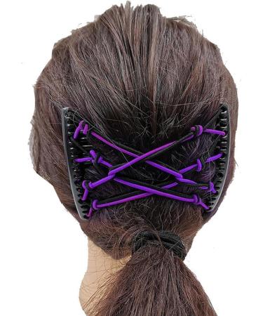 kawehiop Versatile Stretchy Hair Clip Double Slide Combs Creating Chic Bun Updos Purple 1Set 1Set Purple - Buy Online on GoSupps.com