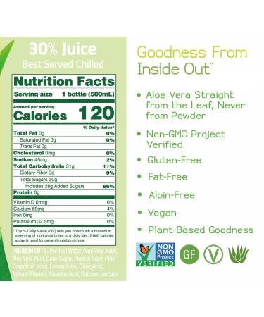 ALO Aloe Vera Juice Drink - Pomelo Grapefruit Lemon - 16.9 fl oz (Pack of 12) | Plant-Based Refreshment with Real Aloe Pulp - Buy Online on GoSupps.com
