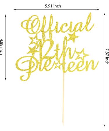 Arthsdite Official 12 Pre-teen Cake Topper Happy 12th Birthday Cake Decorations Cheers to 12 Year Old Birthday Party Decoration Supply - Gold Glitter - Buy Online on GoSupps.com