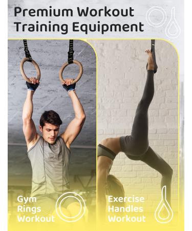 GHB Wooden Gymnastic Rings 1.25'' with Adjustable Numbered Straps for Bodyweight Fitness Training - 32mm Rings Set - Buy Online on GoSupps.com