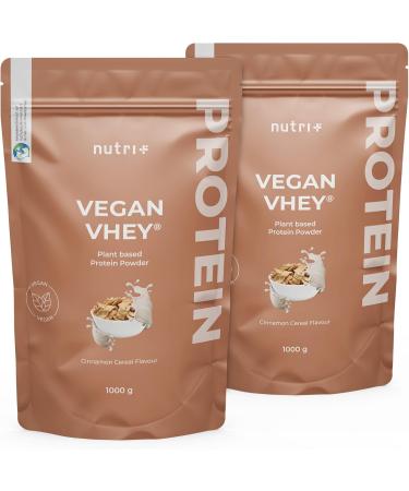 Nutri+ Vegan Whey Cinnamon Cereal 1kg - High Protein Shake & Lactose-Free Vegan Protein Powder - 1000g Cinnamon Protein Complex - Buy Online on GoSupps.com