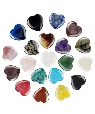 Gotfun 20 pieces crystals stone heart stone colorful stones healing crystal gemstones set lucky stones for children rose quartz amethyst heart love stones for meditation chakra Reikra energy compensation - Buy Online on GoSupps.com