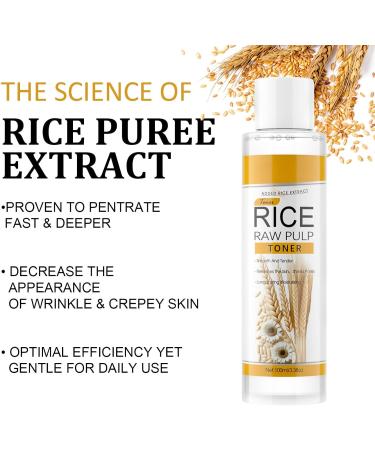 Rice Toner 100ml - Rice Water for Face Hyaluronic Acid Smoothening Firming Moisturizing Rice Water Toner - Hydrates and Shrinks Pores Ideal for All Skin Types Long-Lasting Moisturization - Buy Online on GoSupps.com