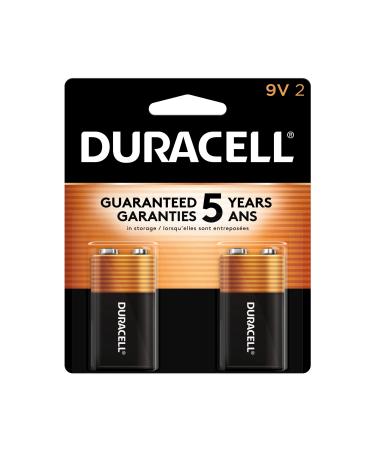 Duracell - CopperTop 9V Alkaline Batteries - long lasting, all-purpose 9 Volt battery for household and business - 2 count 2 Count (Pack of 1)
