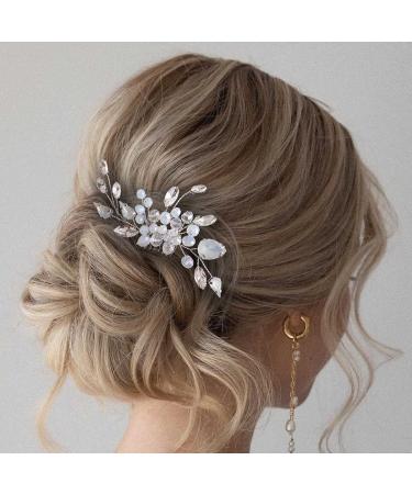 Easedaily Silver Crystal Bridal Hair Comb - Opal Wedding Hair Piece for Women and Bridesmaids - Buy Online on GoSupps.com