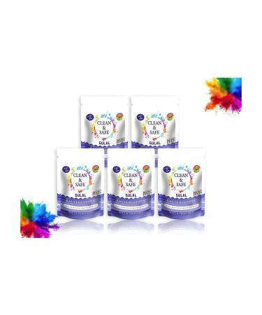 Clean and Safe Gulal Blue (Pack of 5) | Bacteria-Free gulal | 100% Natural and Herbal Gulal | Colour Powder Made and Packed by Machines only