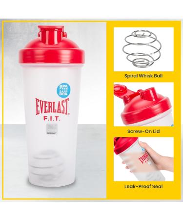 Everlast FIT 600ML Shaker Bottle - Leak Proof - Shaker Bottle with Spiral Whisk Blender Ball BPA/DEHP-Free Easy to Clean Perfect for Mixing Protein shakes. (RED) - Buy Online on GoSupps.com