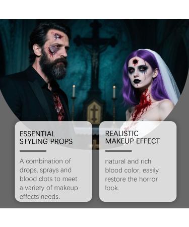 Fake Blood Makeup Kit for Halloween | Coagulated Gel Blood Kit with Cleansing Soap Washable Accessories for Zombie Vampire Costume for Movies Cosplay Theme Parties Props - Buy Online on GoSupps.com