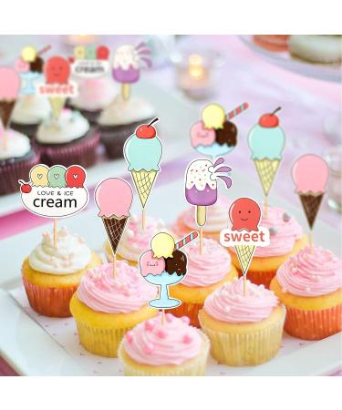 Blumomon 36Pcs Summer Ice Cream Cupcake Decorations Baby Shower Summer Theme Birthday Party Cake Decorations Summer-36 - Buy Online on GoSupps.com