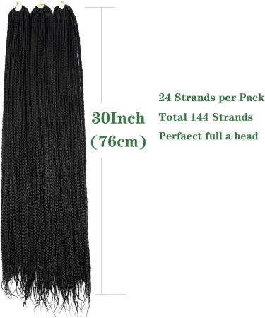 Box Braids Crochet Hair 30 Inch Prelooped Crochet Braids 144Strands Crochet Box Braids Goddess Box Braid Crochet Knotless Micro Small Box Braided 1B - Buy Online on GoSupps.com