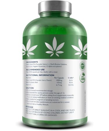Hemp Seed Oil Capsules 1000mg - 180 Soft Gel Virgin Cold Pressed Tablets by 5kind - Omega 3 6 9 Rich - Buy Online on GoSupps.com