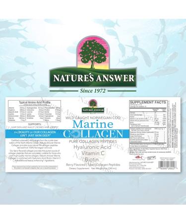 Nature's Answer Marine Collagen Liquid | Wild Caught Norwegian Cod | Collagen Peptides with Hyaluronic Acid & Biotin | 8oz | Gluten-Free | Supports Healthy Hair, Skin, Nails & Joints - Buy Online on GoSupps.com