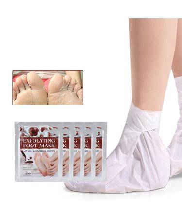 5 Pieces feet exfoliating masks Foot Peel Mask Hydrating foot Spa Moisturizing skin callus remover Smoothing touch skin for Cracked Hard Dead Skin Calluses