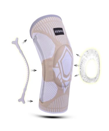 KUBAO Compression knee brace for meniscus tear arthritis pain and support  Knee Support Bandage for Pain Relief  Medical Knee Pad for Work Out  Gym  Hiking  Arthritis  ACL  PCL One Piece Set A1-Beige XX-Large