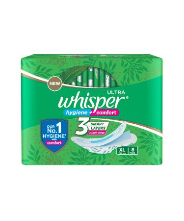 Whisper Ultra Clean Sanitary Pads for Women XL 8 Napkins