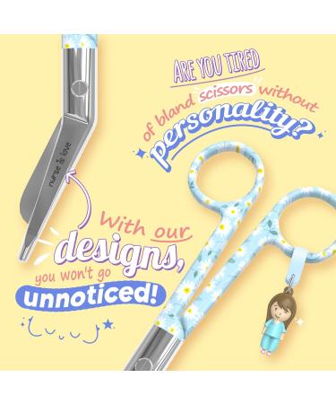 Nurse Love Nursing Scissors - Stainless Steel Bandage Scissors for Wound Care | Perfect for First Aid, Vet Students | Sharp Blades & Round Tip | Green Daisies - Buy Online on GoSupps.com