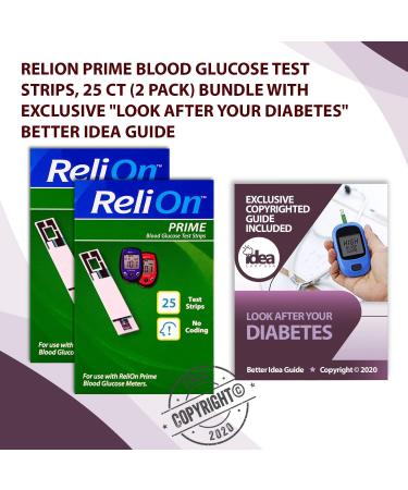 ReliOn Prime Blood Glucose Test Strips 25 Ct (2 Pack) Bundle + Look After Your Diabetes Guide (3 Items) - Buy Online on GoSupps.com