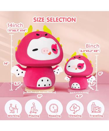 Mewaii 14'' Soft Cow Mushroom Pillow Stuffed Animal Plush Toy - Dragon Fruit Headgear 14 Inch - Cuddly Cow Plush for Kids - Buy Online on GoSupps.com