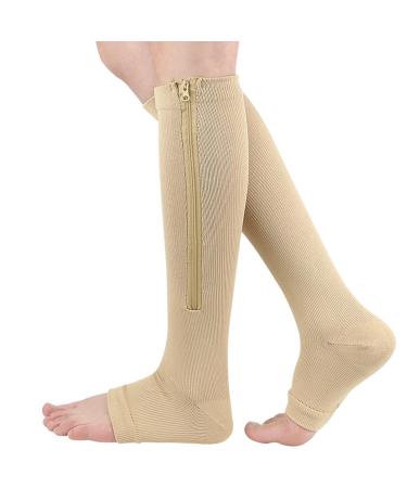 Mdrcg Compression Stockings With Zipper Calf Knee High Compression Socks With Open Toes Compression Stockings 15-20Mmhg MA
